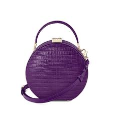 Mini Hat Box Bag in Deep Shine Amethyst Small Croc