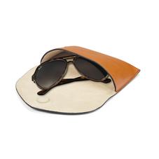 Leather Sunglasses Case in Smooth Tan