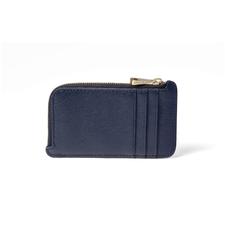 Small Zipped Coin Purse in Navy Saffiano