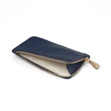 Small Zipped Coin Purse in Navy Saffiano