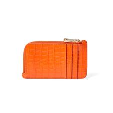 Small Zipped Coin Purse in Amber Small Croc