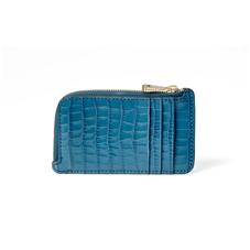 Small Zipped Coin Purse in Topaz Small Croc