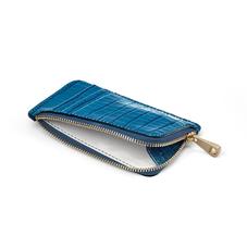 Small Zipped Coin Purse in Topaz Small Croc