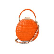 Micro Hat Box in Deep Shine Amber Small Croc