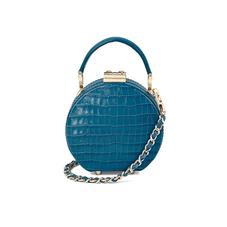Micro Hat Box in Deep Shine Topaz Small Croc