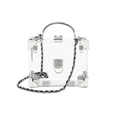 Lion Mini Trunk Clutch in Transparent Acrylic with Silver Hardware