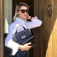 Soho Backpack in Deep Shine Black Croc with Deco Embroidered Strap