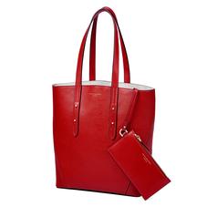 Essential Tote in Scarlet Saffiano (with A-Stitched Side Panels)