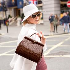 Small Florence Frame Bag in Deep Shine Amazon Brown Croc