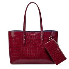 Regent Tote in Bordeaux Croc (with A-Stitched Side Panels)