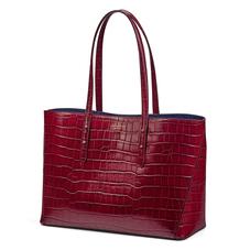 Regent Tote in Bordeaux Croc (with A-Stitched Side Panels)