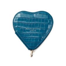 Heart Coin Purse in Deep Shine Topaz Small Croc