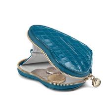 Heart Coin Purse in Deep Shine Topaz Small Croc