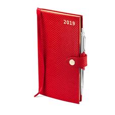 Slim Pocket Leather Diary with Pen in Berry Lizard