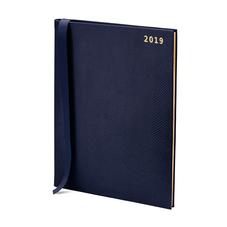 Quarto A4 Week to View Leather Diary in Midnight Blue Lizard