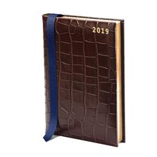 A5 Day to Page Leather Diary in Deep Shine Amazon Brown Croc