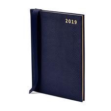A5 Week to View Leather Diary in Midnight Blue Lizard