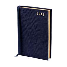 A6 Day to Page Leather Diary in Midnight Blue Lizard