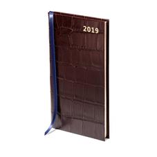 Slim Pocket Leather Diary in Deep Shine Amazon Brown Croc