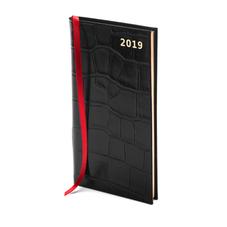 Slim Pocket Leather Diary in Deep Shine Black Croc