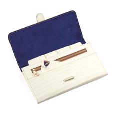 Classic Travel Wallet Deep Shine Ivory Small Croc & Camel Lizard