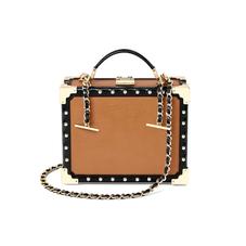 Mini Trunk Clutch in Smooth Tan with Studs