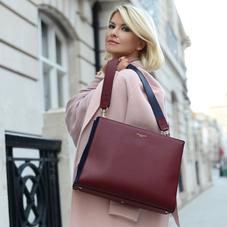 Large Ella Hobo in Burgundy Pebble with Burgundy & Navy Strap
