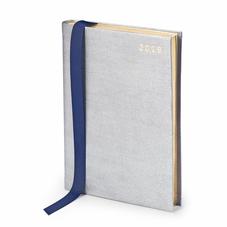 A5 Day to Page Leather Diary in Silver Saffiano