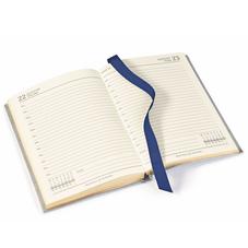 A5 Day to Page Leather Diary in Silver Saffiano