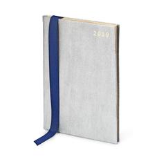 A5 Week to View Leather Diary in Silver Saffiano