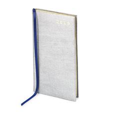Slim Pocket Leather Diary in Silver Saffiano
