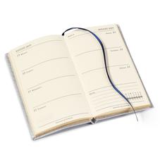 Slim Pocket Leather Diary in Silver Saffiano