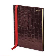 Quarto A4 Week to View Leather Diary in Deep Shine Amazon Brown Croc