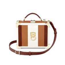 Lion Mini Trunk Clutch in Smooth Tan, Ivory & Redwood