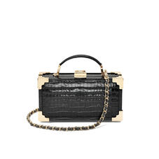 Trinket Box in Deep Shine Black Croc