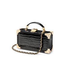 Trinket Box in Deep Shine Black Croc
