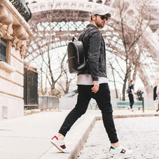 Large Mount Street Backpack in Navy Saffiano