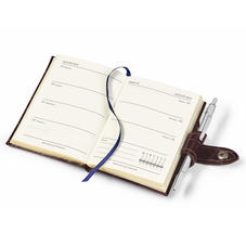 Mini Pocket Leather Diary with Pen in Silver Saffiano