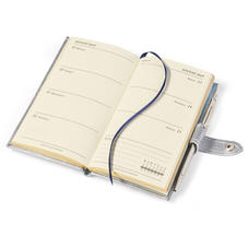 Slim Pocket Leather Diary with Pen in Deep Shine Topaz Small Croc