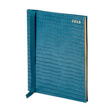 Quarto A4 Week to View Leather Diary in Deep Shine Topaz Small Croc