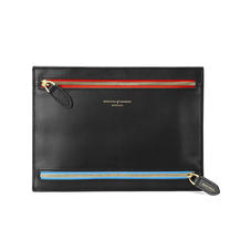 Multi Currency Wallet in Smooth Black with Multi-coloured Zips