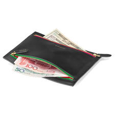 Multi Currency Wallet in Smooth Black with Multi-coloured Zips
