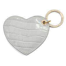 Heart Keyring in Deep Shine Dove Grey Small Croc