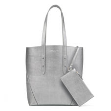 Essential Tote in Silver Saffiano (with A-Stitched Side Panels)