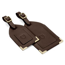 Set of 2 Luggage Tags in Smooth Dark Brown