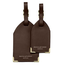 Set of 2 Luggage Tags in Smooth Dark Brown