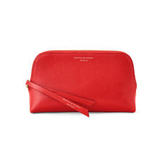 Small Essential Cosmetic Case in Scarlet Saffiano