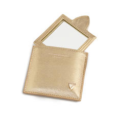 Compact Mirror in Pale Gold Pebble