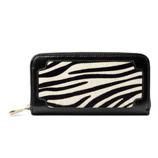 Marylebone Purse in Zebra Haircalf & Black Polish