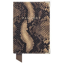 Passport Cover in Tan Snake Print